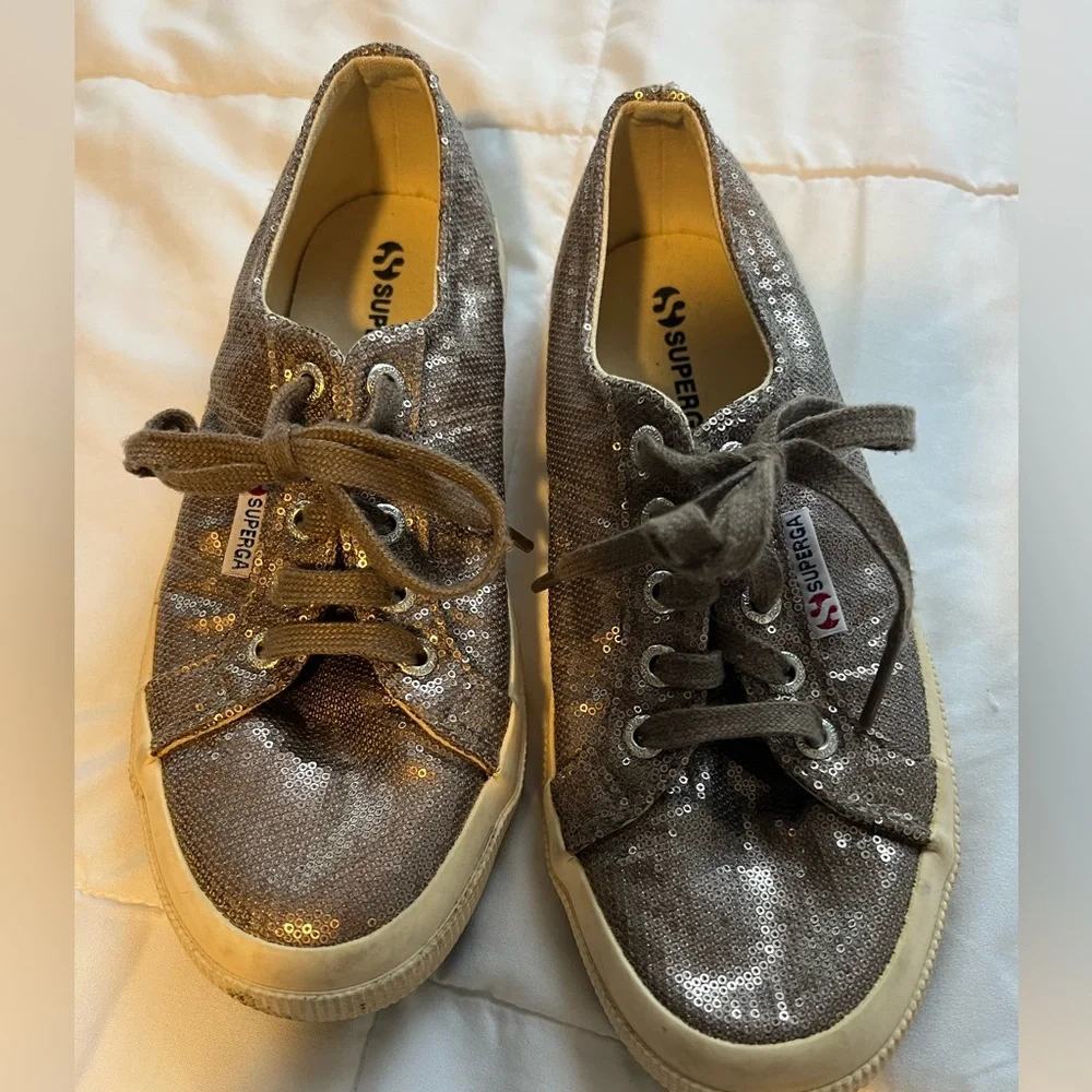 Superga Pewter Sequin Sneaker